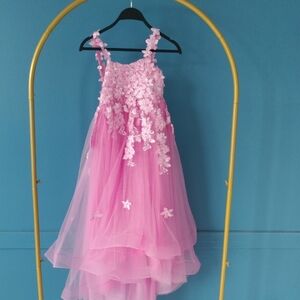 Pink Floral Layered Dress